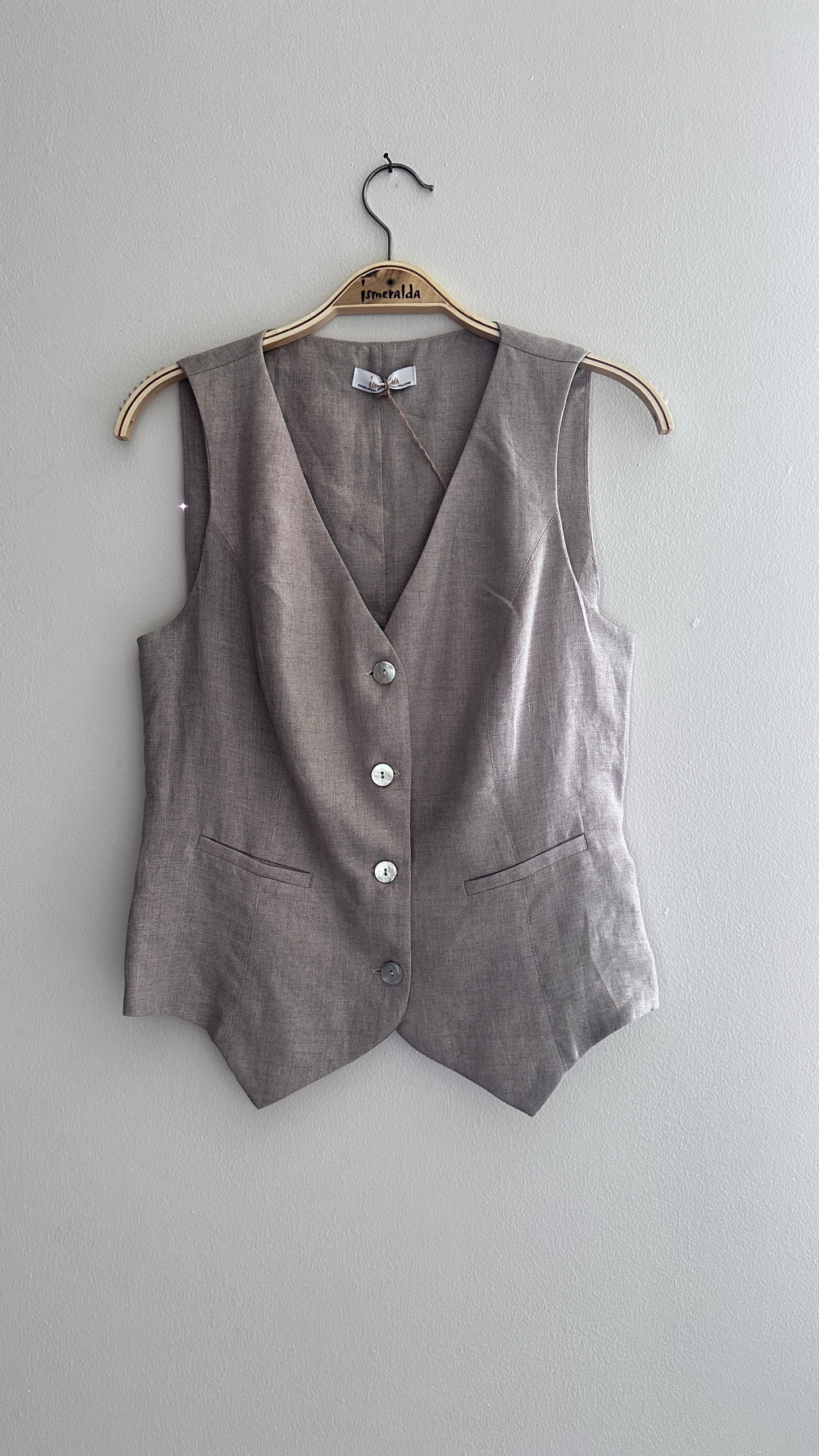 Italian linen tailored Vest in Corda by Ismeralda